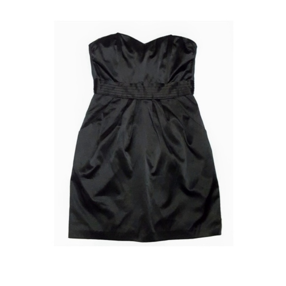 H&M Strapless Little Black Satin Mini Dress